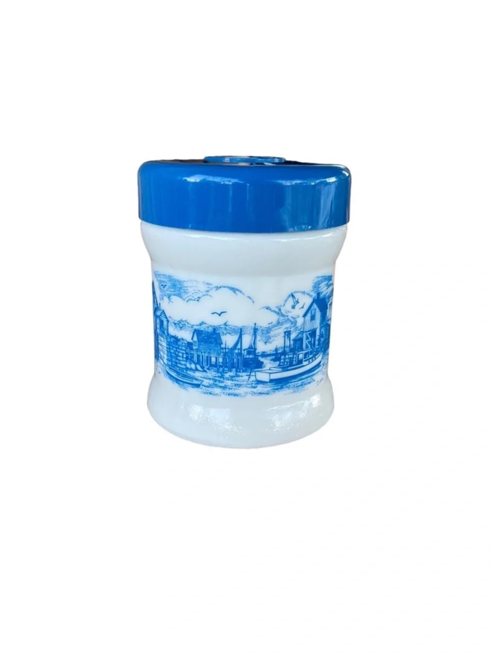 vintage Dutch milkGlass delft lighthouse  canister Cottagecore Coastal done